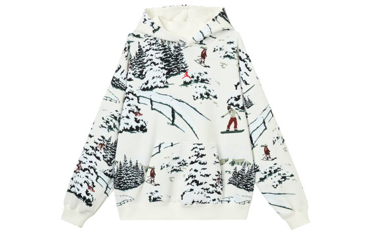Jordan Jordan Brooklyn Fleece Lined Pullover All Over Print Hooded Sports Long Sleeved Sweatshirt Men's
