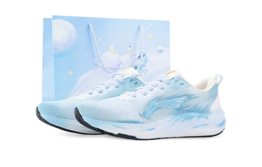 Li-Ning Li Ning Red Hare 8 Cushioning Slip Resistant Abrasion Resistant Breathable Low top Running Shoes Men's White Blue
