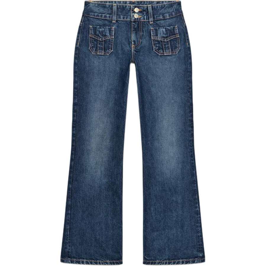 ZARA Trf Jeans Women's Sea Blue Moderate Flared Pants