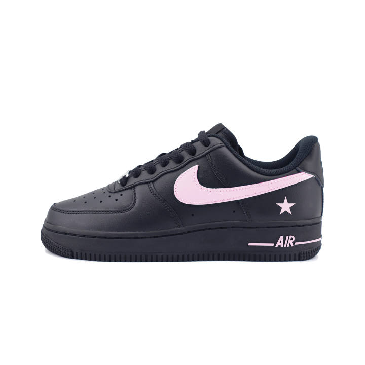 Nike Nike Air Force 1 Leather Slip Resistant Abrasion Resistant Low top Skateboard Shoes Unisex Black Pink