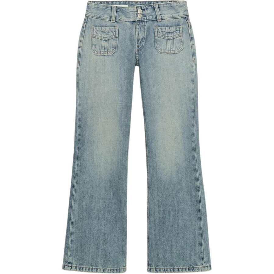 ZARA Trf Jeans Women's Light Blue Moderate Flared Pants