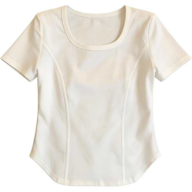 DUSHE T Shirts Women's Square Collar Thin Nipped In Waist