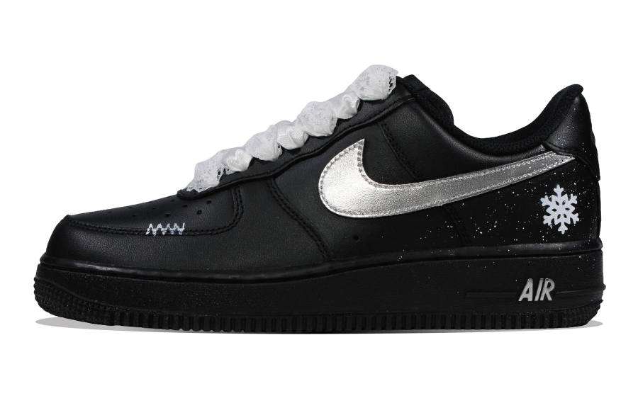 Nike Nike Air Force 1 Dusty Snow, Wild Culture Slip Resistant Low top Skateboard Shoes Women's Black Silver