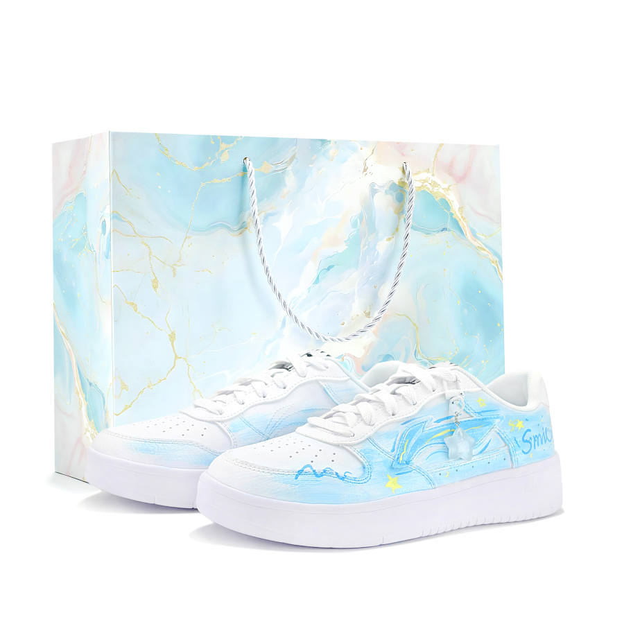 Li-Ning Li Ning Floating Boat Smile Day Synthetic Leather Abrasion Resistant Low top Skateboard Shoes Unisex