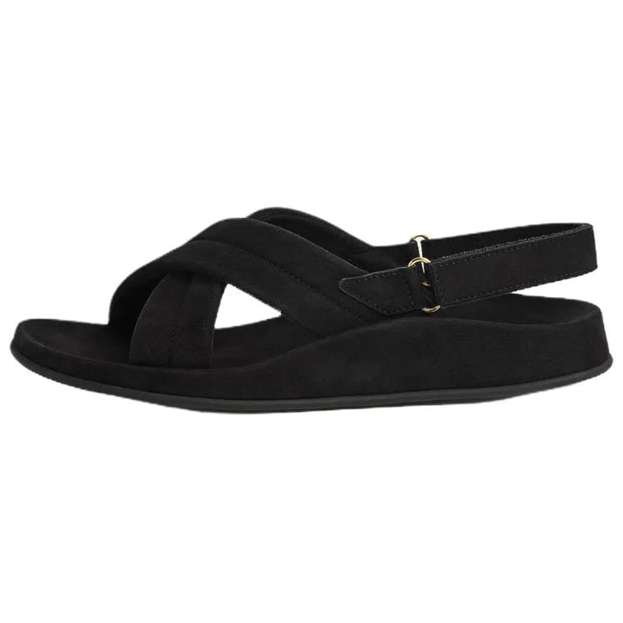 Loro Piana Hector One Strap Sandals 0.5cm Women's Black