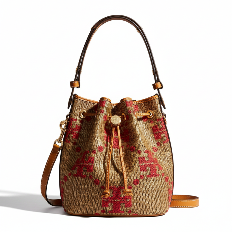 TORY BURCH Polyester Bucket Bag Handbag Women's Natural