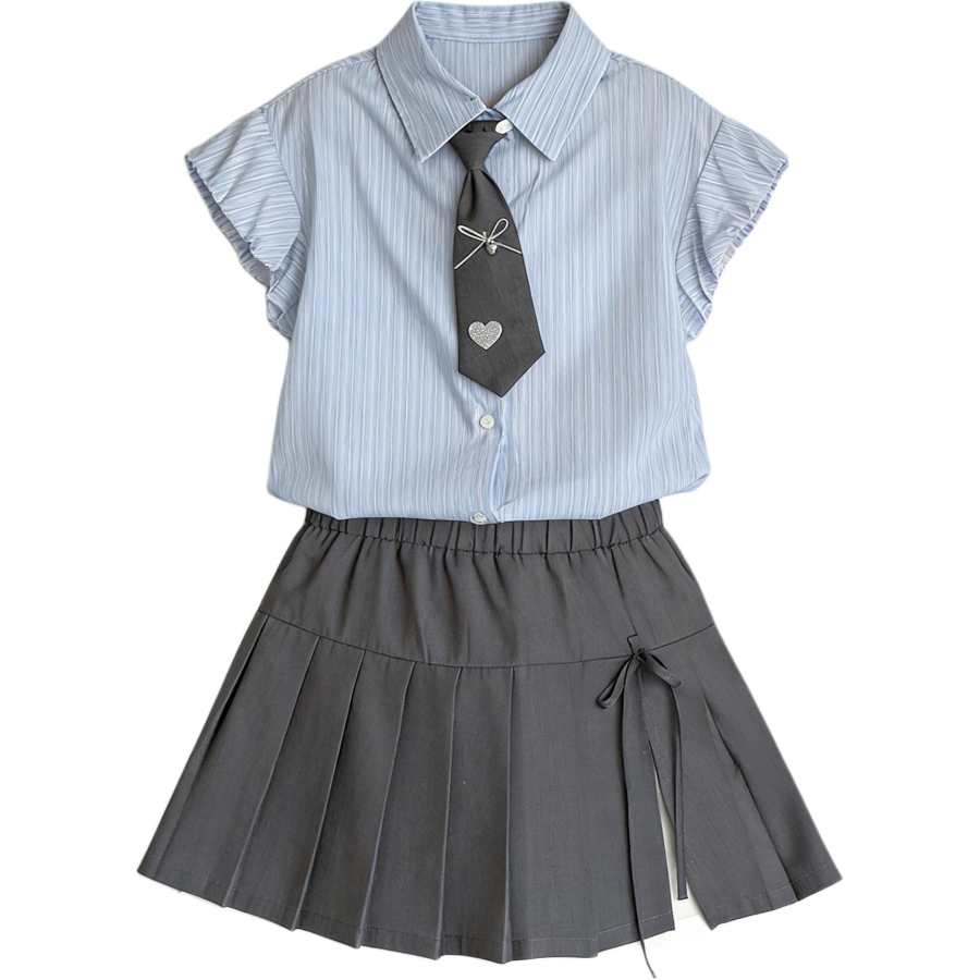 YALU Kids' YALU Preppy Style 2 Piece Skirt Suit Set