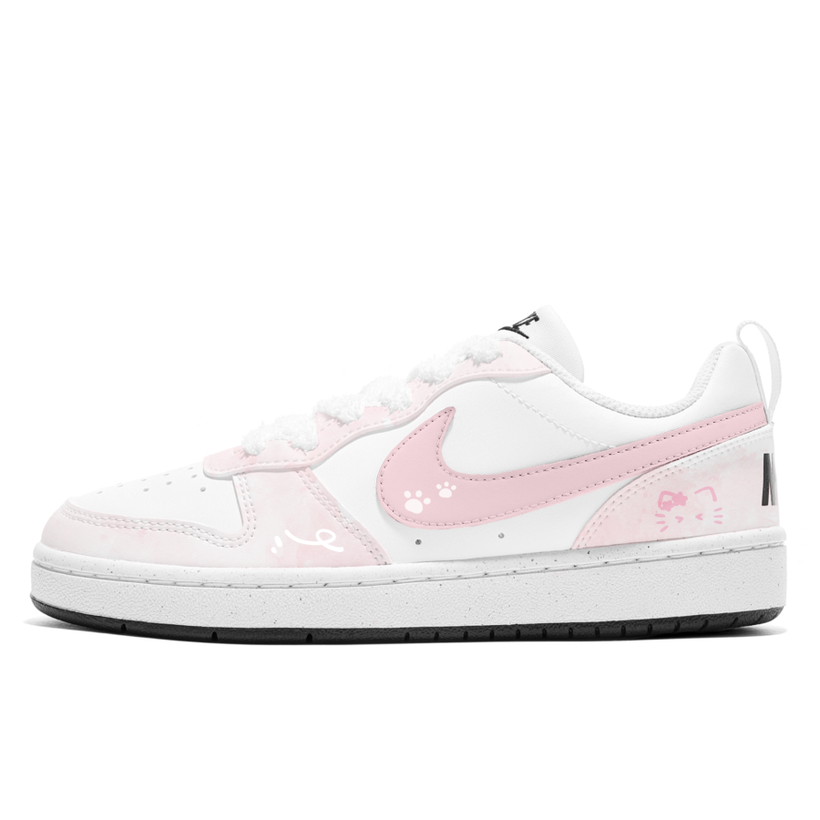 Nike Nike Court Borough Pink Paw Milk Cat, Shopping Bag Height Increasing Abrasion Resistant Slip Resistant Low top