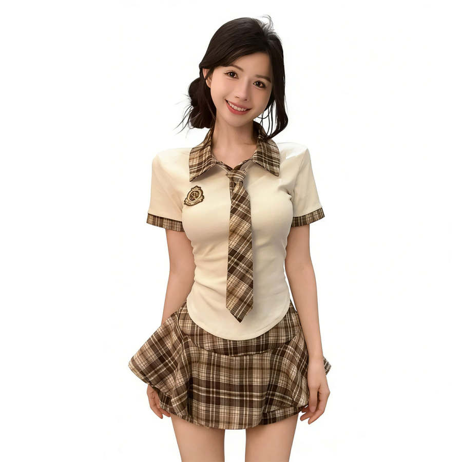 VENICEW Two Piece Skirt Sets Women's Lapel Moderate Short