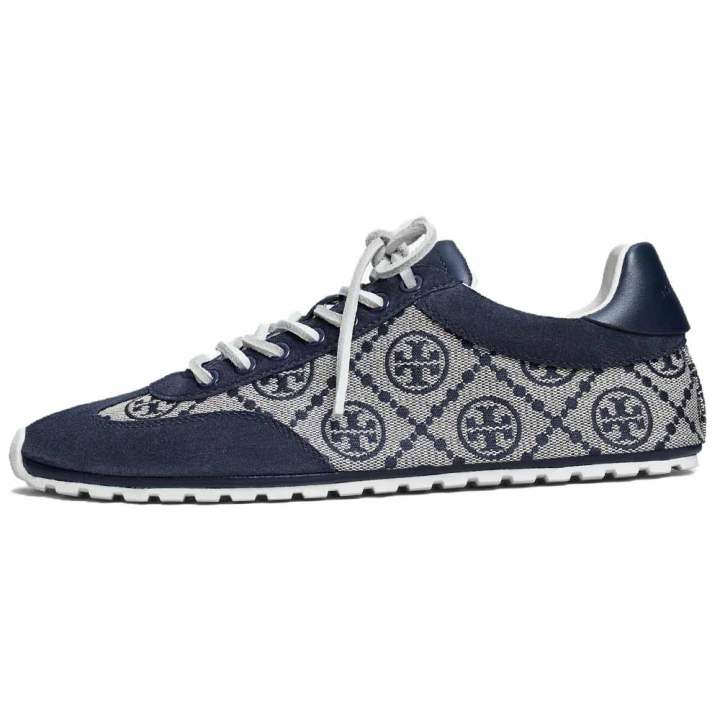 TORY BURCH TORY BURCH Field T Monogram Low top Casual Shoes Women's Dark Blue