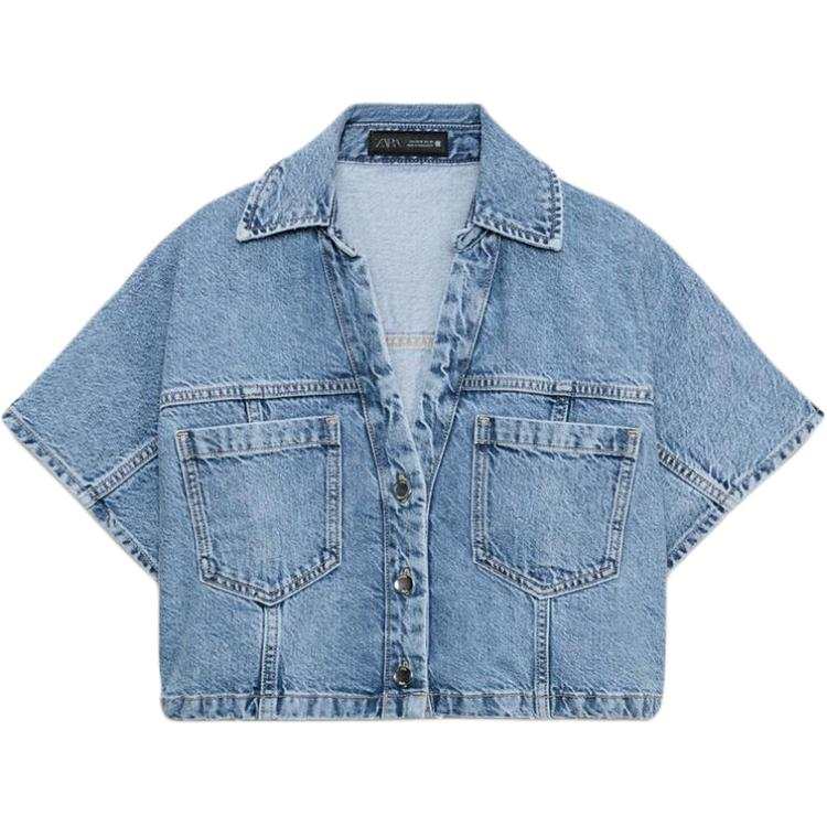 ZARA Shirts Women's Medium Blue Lapel Moderate