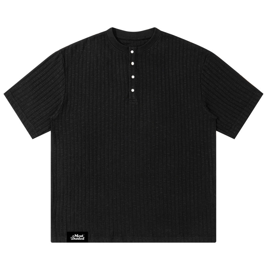 MostwantedLab T Shirts Unisex Henry Collar Thin Straight Fit