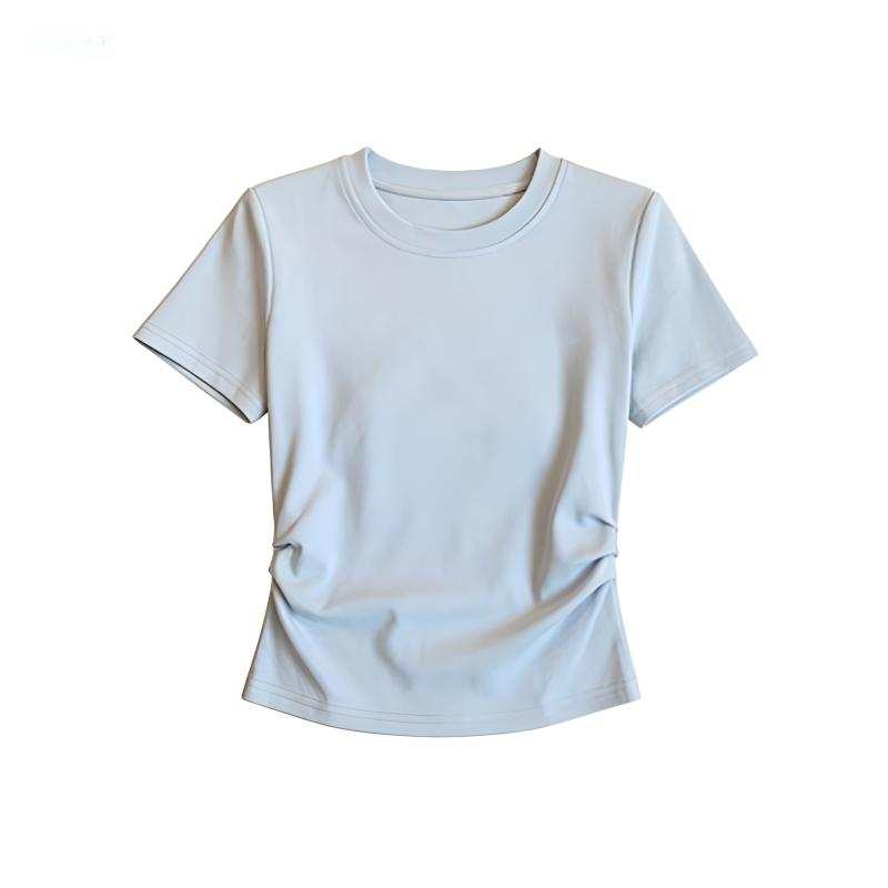 DUSHE T Shirts Women's Crew Neck Thin Nipped In Waist