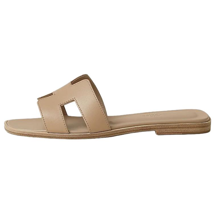 HERMES HERMES Oran Slide Slippers Women's Camel