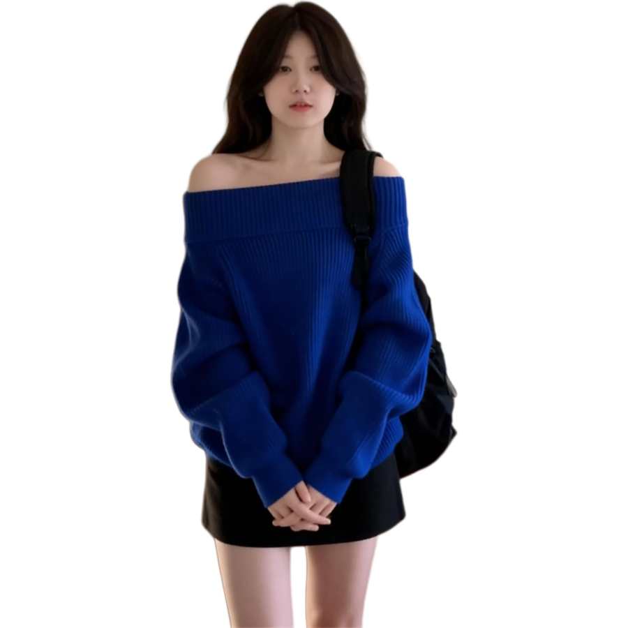 JBBCN Knitwear Women's Royal Blue Boat Neck Thickened Other