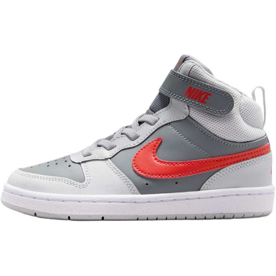 Nike Nike Court Borough 2 Abrasion Resistant Mid top Kids' Skateboarding Shoes Gray Red Kids'
