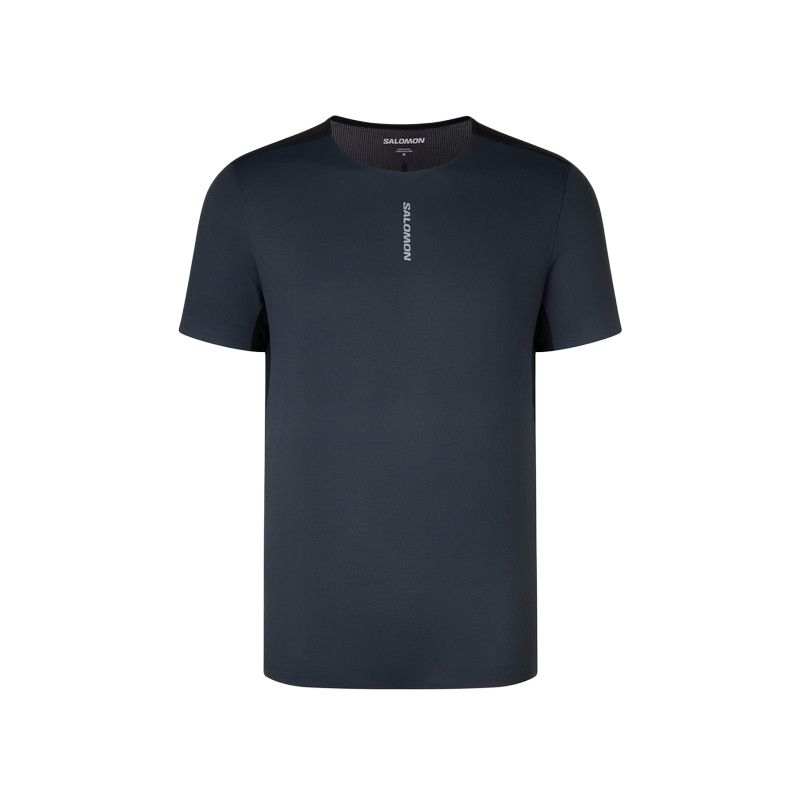 SALOMON T Shirts Men's Pitch Black Crew Neck Moderate
