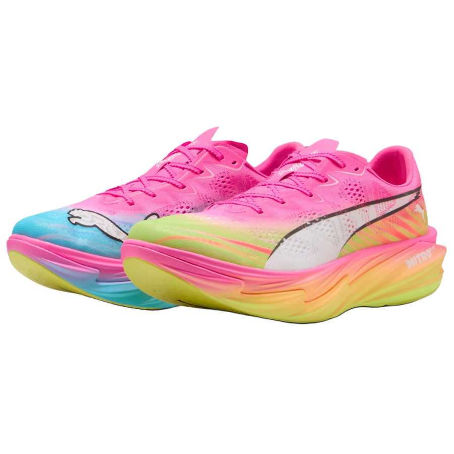 PUMA Deviate Nitro Elite 4 Slip Resistant And Breathable Running Shoes Men's Pink Blue