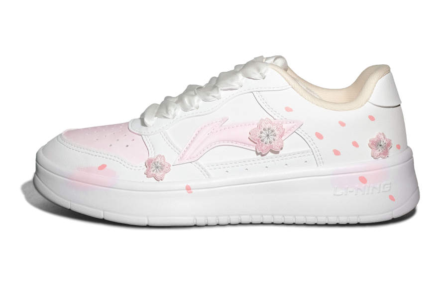 Li-Ning Li Ning Floating Boat Cherry Blossom Pink Synthetic Leather Low top Skateboard Shoes Women's Pink White