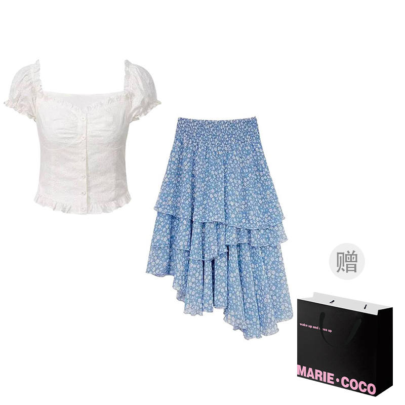 MARIE·COCO Two Piece Skirt Sets Women's Square Collar Moderate Short