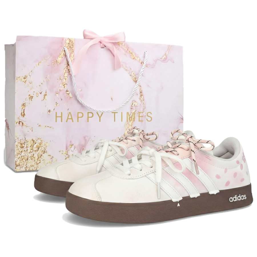 Adidas Adidas VL COURT 2.0 Cherry Blossom Bubu, Shopping Bag Slip Resistant Abrasion Resistant Low top Skateboard Shoes Unisex