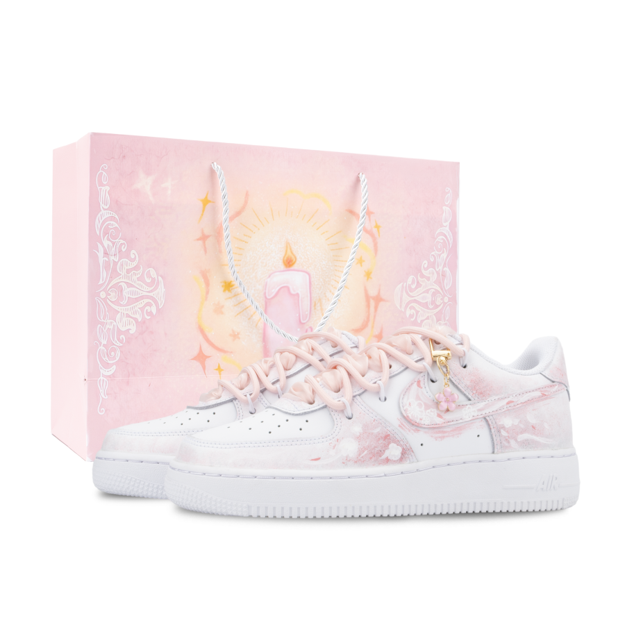 Nike Nike Air Force 1 Monster Lab, Twelve Gods Of Flowers, Peach Blossom Abrasion Resistant Slip Resistant Low top