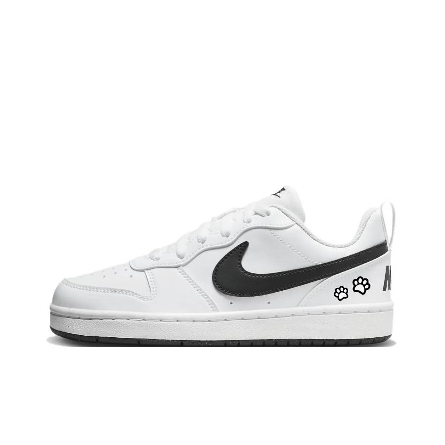 Nike Nike Court Borough 2 Dark Night Meow Fun Abrasion Resistant Slip Resistant Low top Skateboard Shoes Unisex Black White