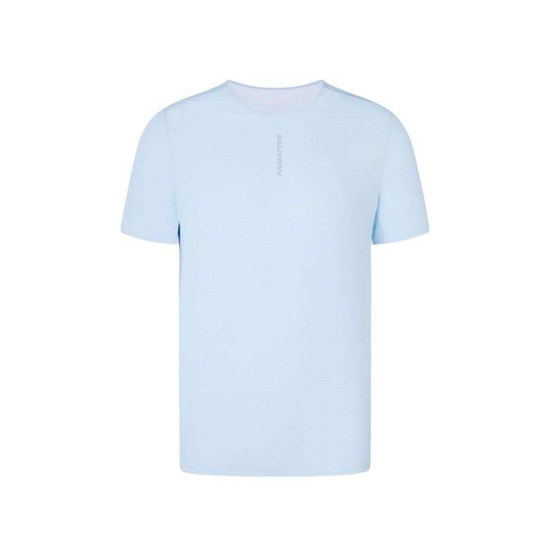 SALOMON T Shirts Men's Light Dusty Blue Crew Neck Moderate