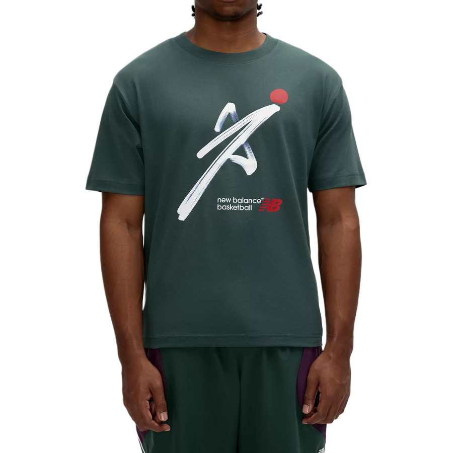 New Balance New Balance T Shirts Men's Night Patrol Green Crew Neck Moderate