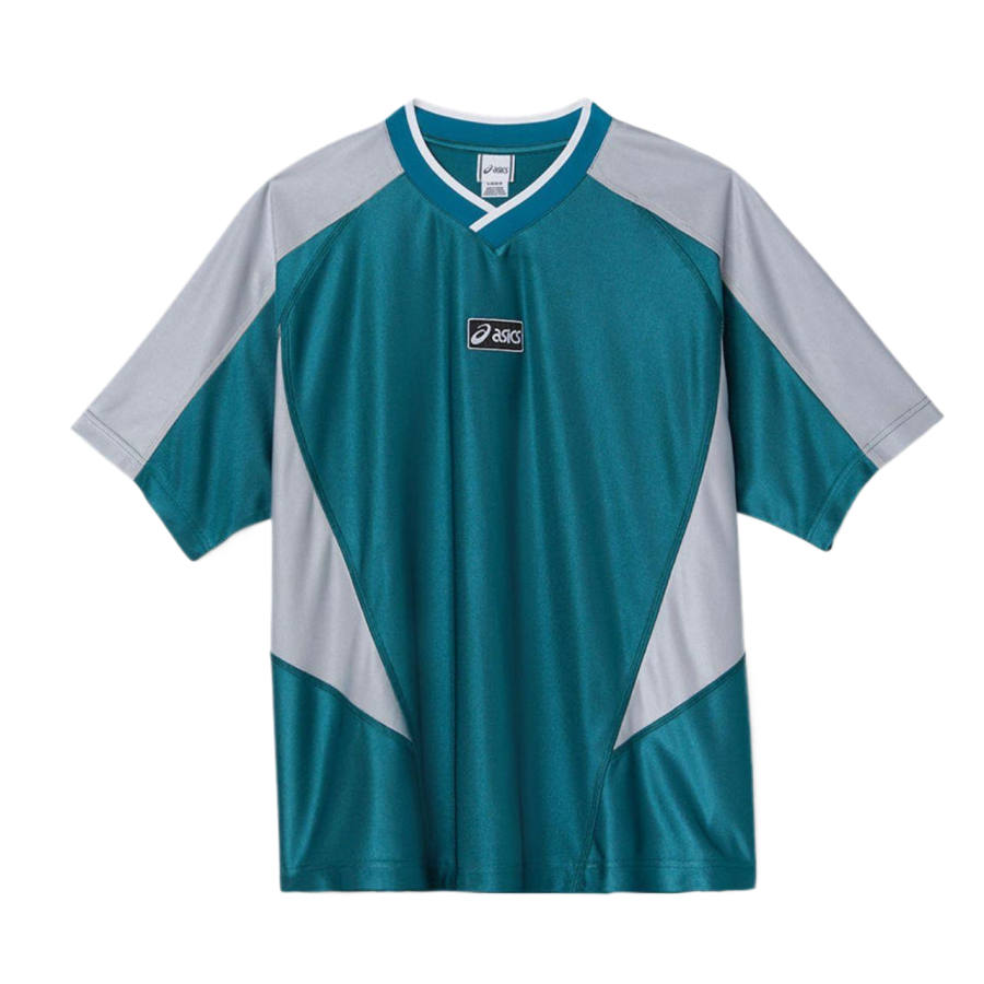 ASICS T Shirts Unisex Green V Neck Moderate