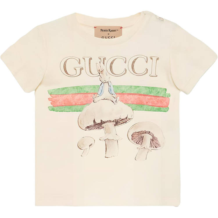 GUCCI T Shirt SS24 Gray White Infant And Toddler