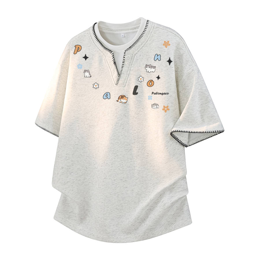 PAL ONGACO T Shirts Unisex Crew Neck Moderate Mock Two Piece