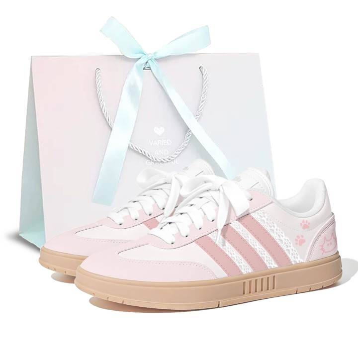 Adidas Adidas Gradas Cherry Blossom Pink Meow Language Leather Abrasion Resistant Slip Resistant Low top Skateboard Shoes