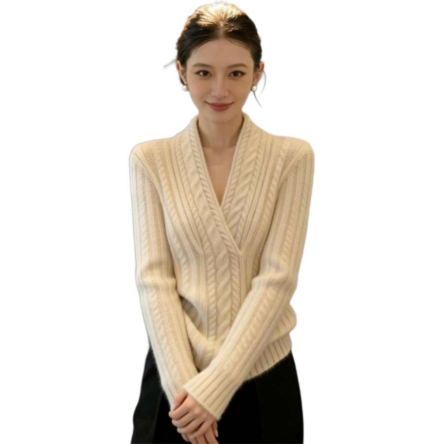 JBBCN Knitwear Women's Apricot V Neck Moderate Base Layer