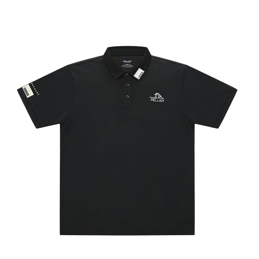 PELLIOT Polo Shirts Unisex Twilight Black Polo Collar Moderate Straight Fit