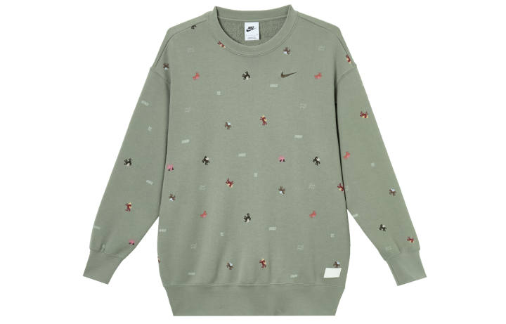 Nike Nike Sweatshirts Women's Gray Green Crew Neck Moderate Regular