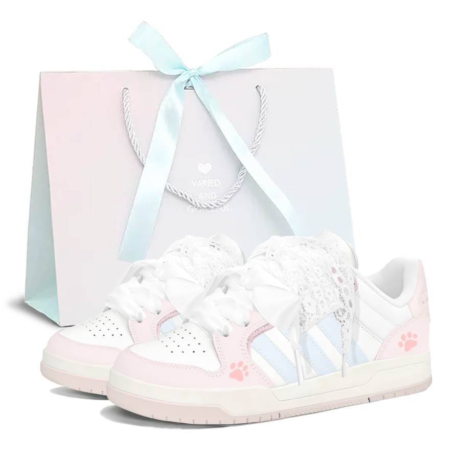 Adidas Adidas ENTRAP Cute Pink Kitten Leather Abrasion Resistant Slip Resistant Low top Skateboard Shoes Women's Pink