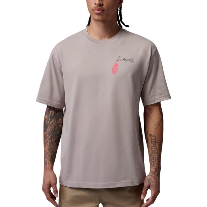 Jordan Jordan T Shirts Men's Mystic Stone/Infrared 23 Crew Neck Moderate
