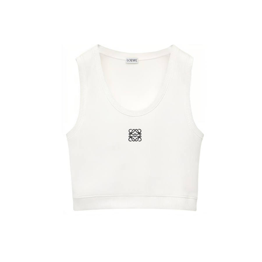 LOEWE LOEWE Cropped Anagram Tank Top 'White/Navy Blue'