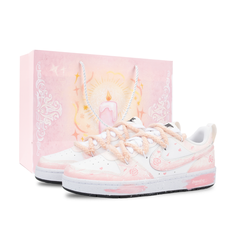 Nike Nike Court Borough Monster Lab, Spring Love Letter Low top Skateboard Shoes Women's White Pink