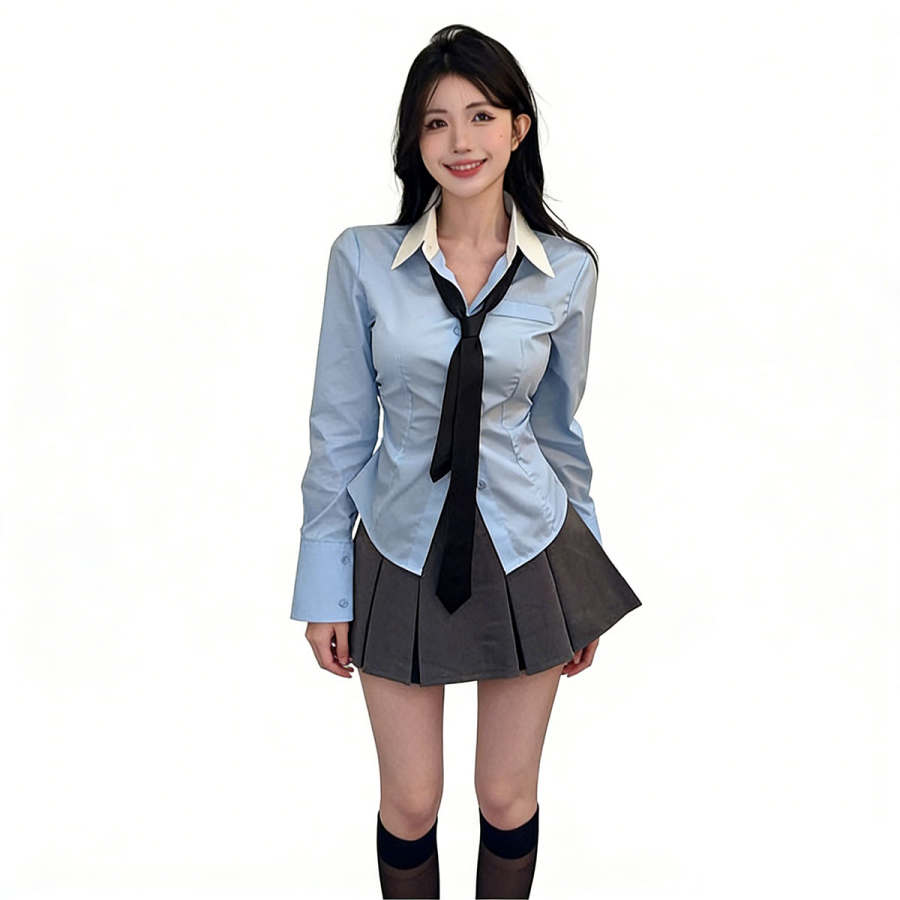 VENICEW Two Piece Skirt Sets Women's Lapel Moderate Short