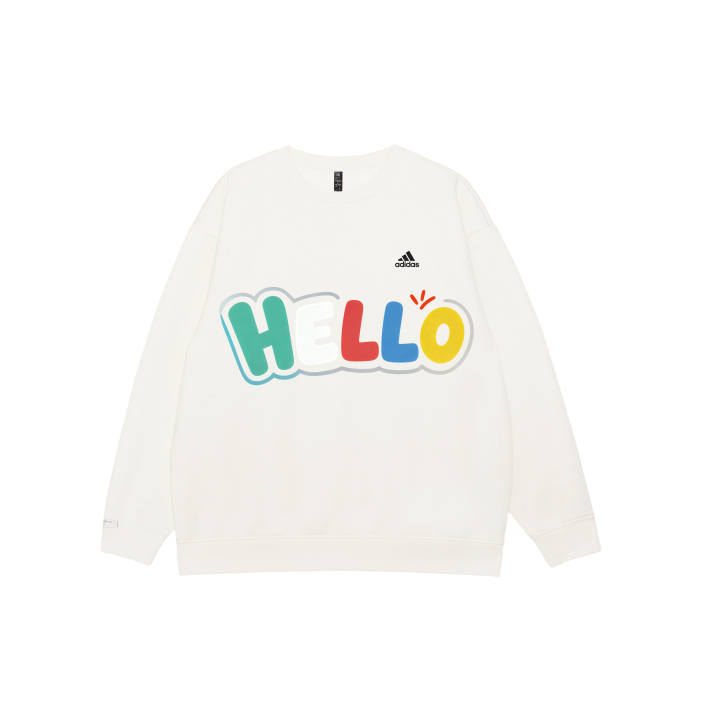 Adidas Adidas LABEL Sweatshirts Unisex White Crew Neck Moderate Regular