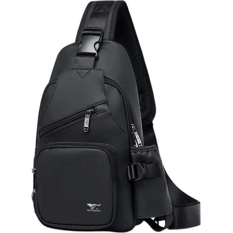 SEPTWOLVES SEPTWOLVES Oxford Sling Bag Unisex Black