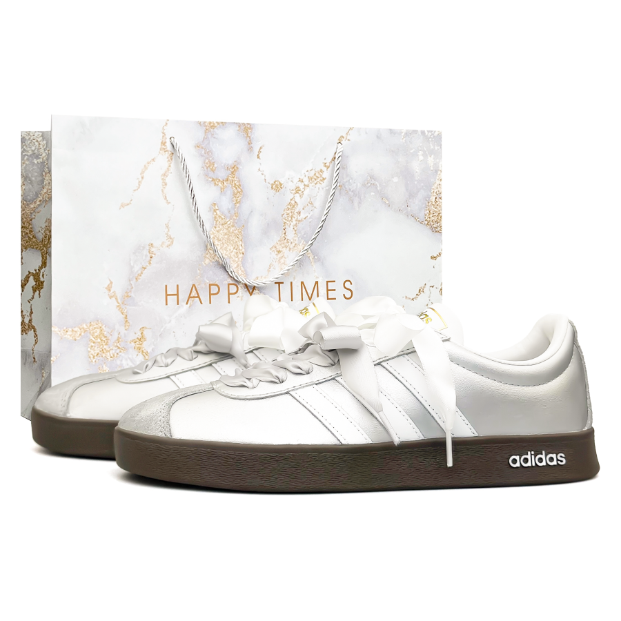 Adidas Adidas VL COURT 2.0 Girlish Silver, Special Shopping Bag Abrasion Resistant Slip Resistant Low top Skateboard Shoes