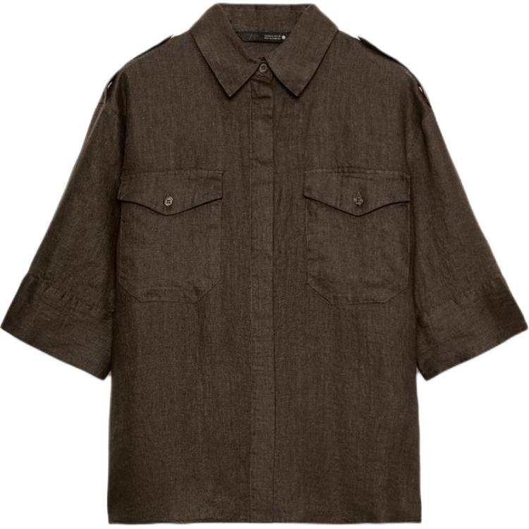 ZARA ZW Shirts Women's Mink Lapel Moderate