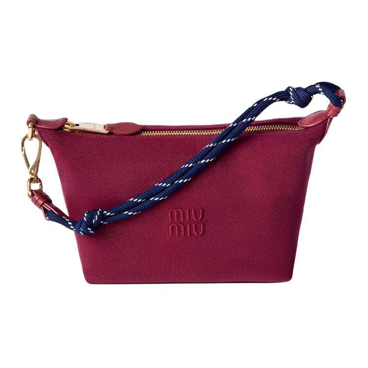 MIU MIU Fabric Handbag, Shoulder Bag Mini Women's Cherry Red/Baltic Sea Blue
