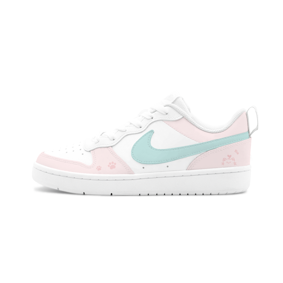 Nike Nike Court Borough 2 HEY Pink Cat Cyan Cushioning Abrasion Resistant Slip Resistant Low top Kids' Skateboarding Shoes