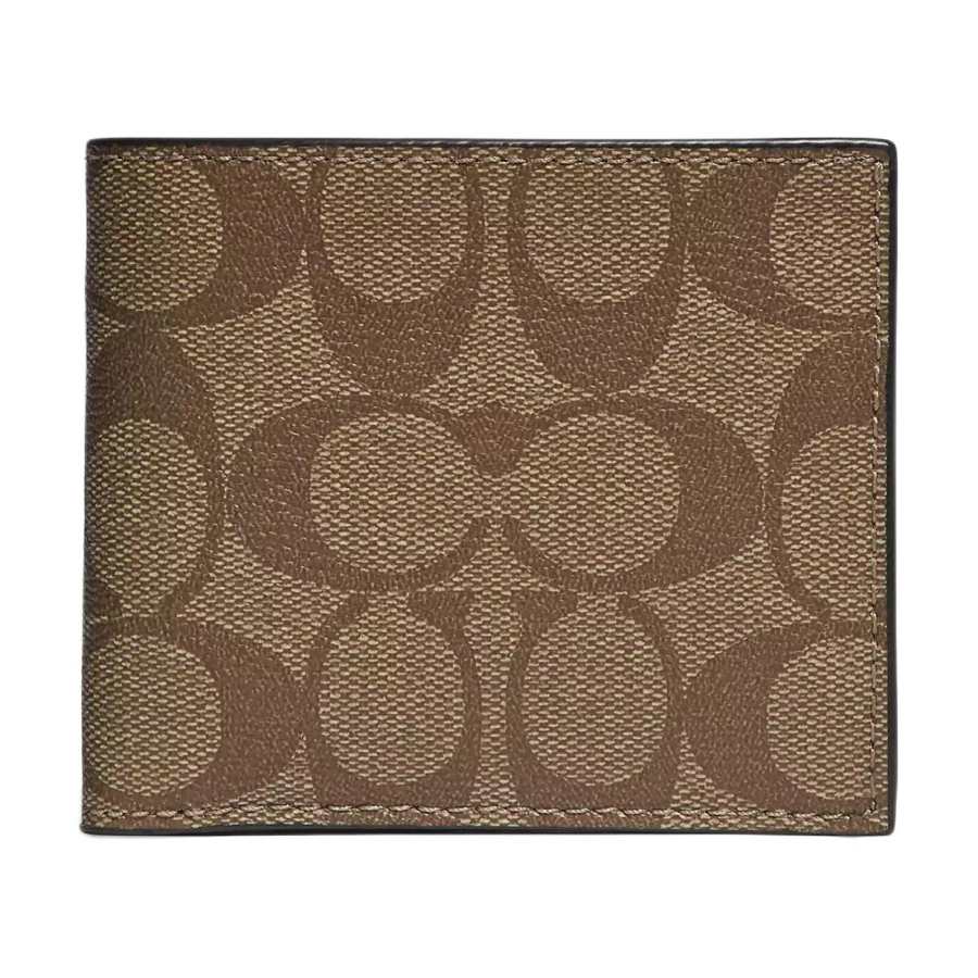 COACH COACH Billfold Wallet Leather With PVC With Canvas Wallet Men's Khaki