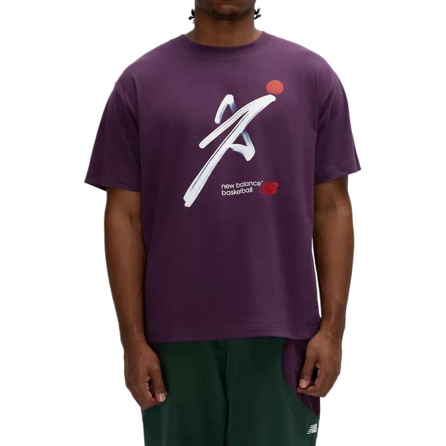 New Balance New Balance T Shirts Men's Midnight Violet Crew Neck Moderate