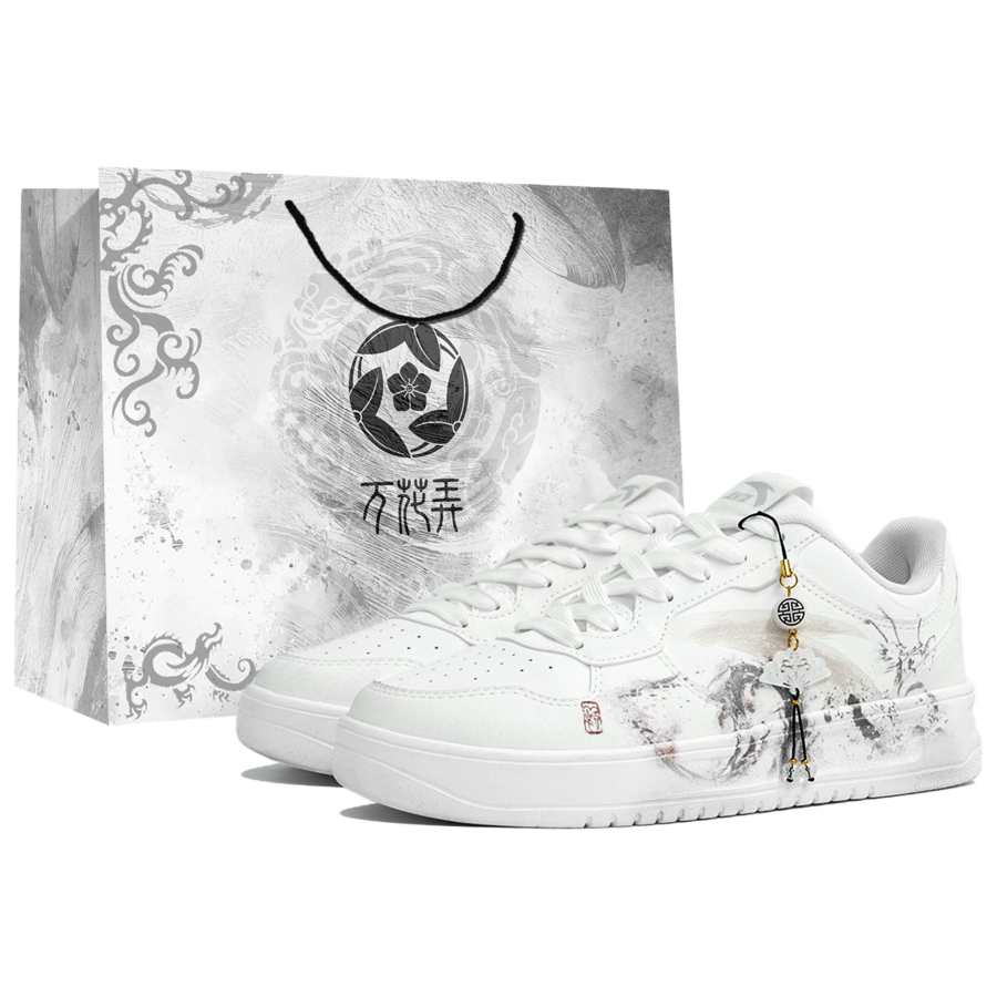 Anta Slip Resistant Abrasion Resistant Low top Skateboard Shoes Men's White Gray Purple